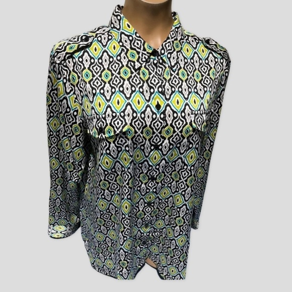 JONES NEW YORK Roll Tab Sleeve Button Down Blouse Size 1X - Picture 1 of 6